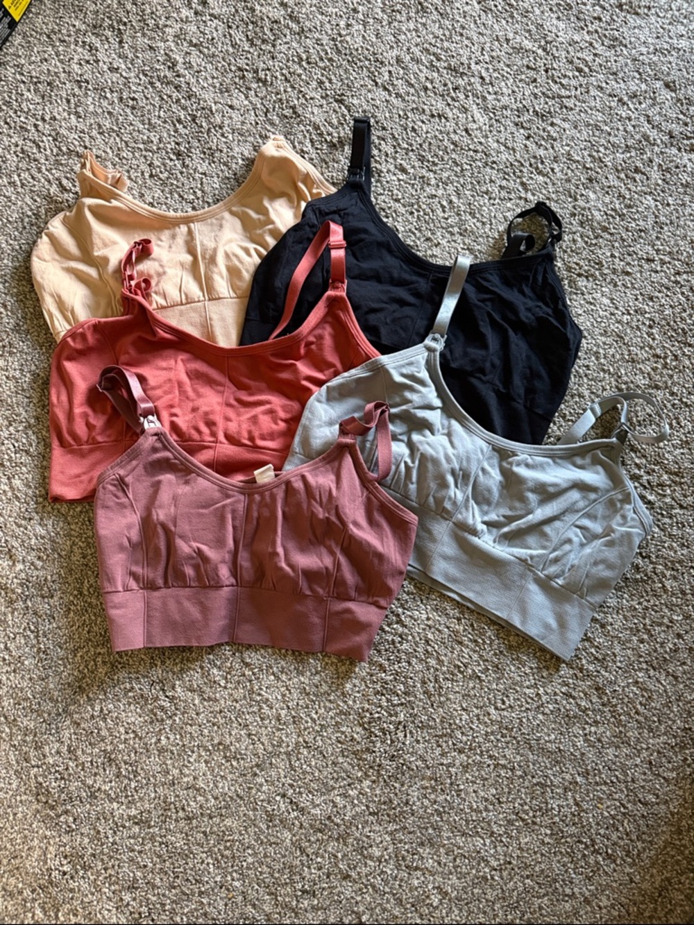 Assorted Seamless Nursing Bralettes - Pink, Coral, Peach, Gray, Black